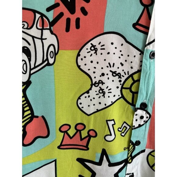 Reason Brand Button Up Shirt Men's Size M/L Camp Colorful Lightweight - Picture 4 of 12